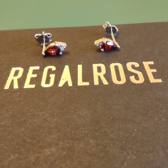REGALROSE La Bella Garnet and Cubic Zirconia Stud Earrings - Picture 3 of 4